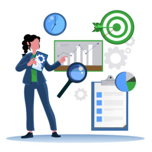 Illustration of SDR with graphs, gears, and other iconography